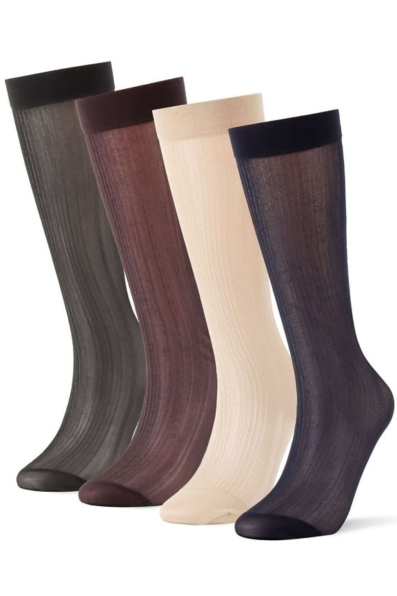 10 Pairs Mens Ultra Thin Dress Socks Silk Sheer Business Socks Summer Work Trouser Sox Mid Calf (Black)