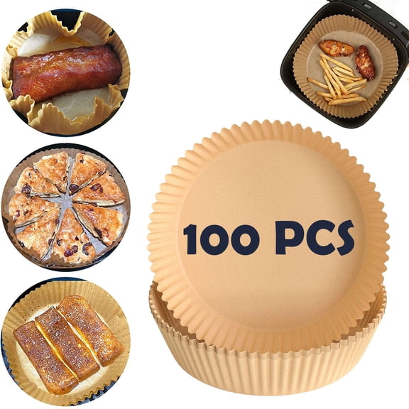 Deago 100 Pcs Air Fryer Disposable Paper Liner, Disposable Parchment Liners, Round Baking Paper-Liners for Baking Roasting Microwave