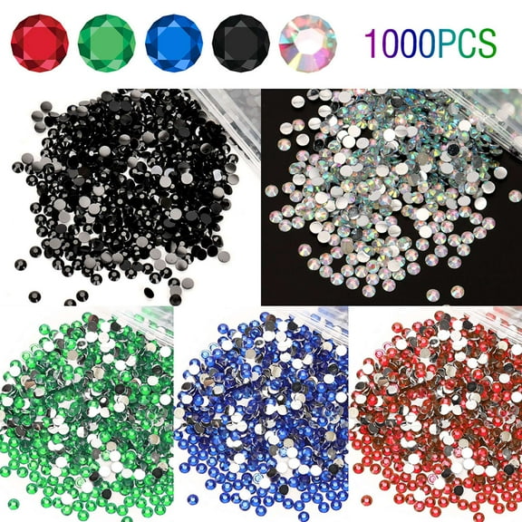 Deago 1000 Pcs Flatback Crystal Rhinestones Glass Charms Diamantes Gems Stones for Nail Art and Craft Glue Fix (Green)