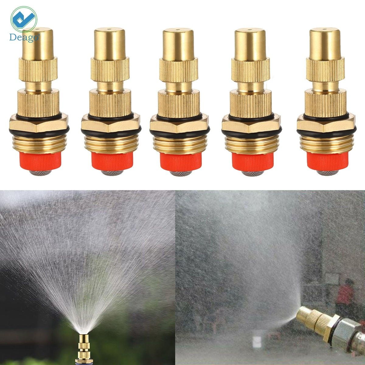 Deago 10Pcs 1/2" Adjustable Brass Water Hose Spray Nozzle Atomizing Lawn Misting Sprinkler Patio Gardening