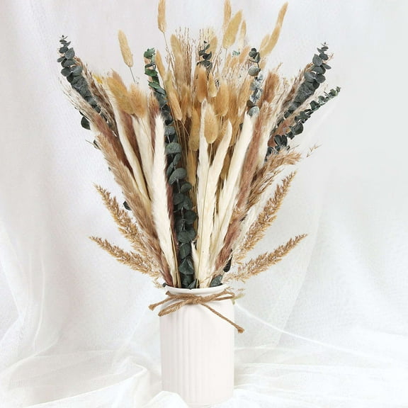 Deago 110 Pcs Natural Dried Pampas Grass Bonquet Boho Home Decor Bouquet Dried Reed Flowers for Wedding Floral Arrangements Wall Bathroom Decor