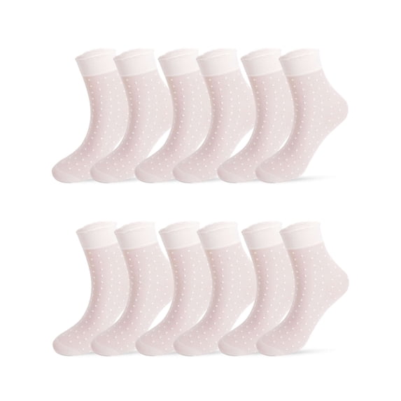 Deago 12 Pairs Women's Sheer Ruffle Socks Nude Stocking Summer Ultra Thin Cool See Through Silk Ankle Socks for Women