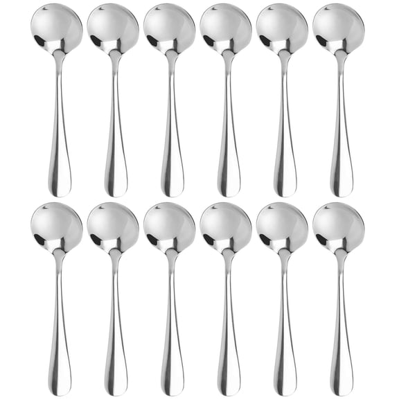 Deago 12 Pcs 5.1" Dinner Spoons Set Food Grade Stainless Steel Spoons Silverware for Home, Kitchen or Restaurant - Mirror Finish & Dishwasher Safe