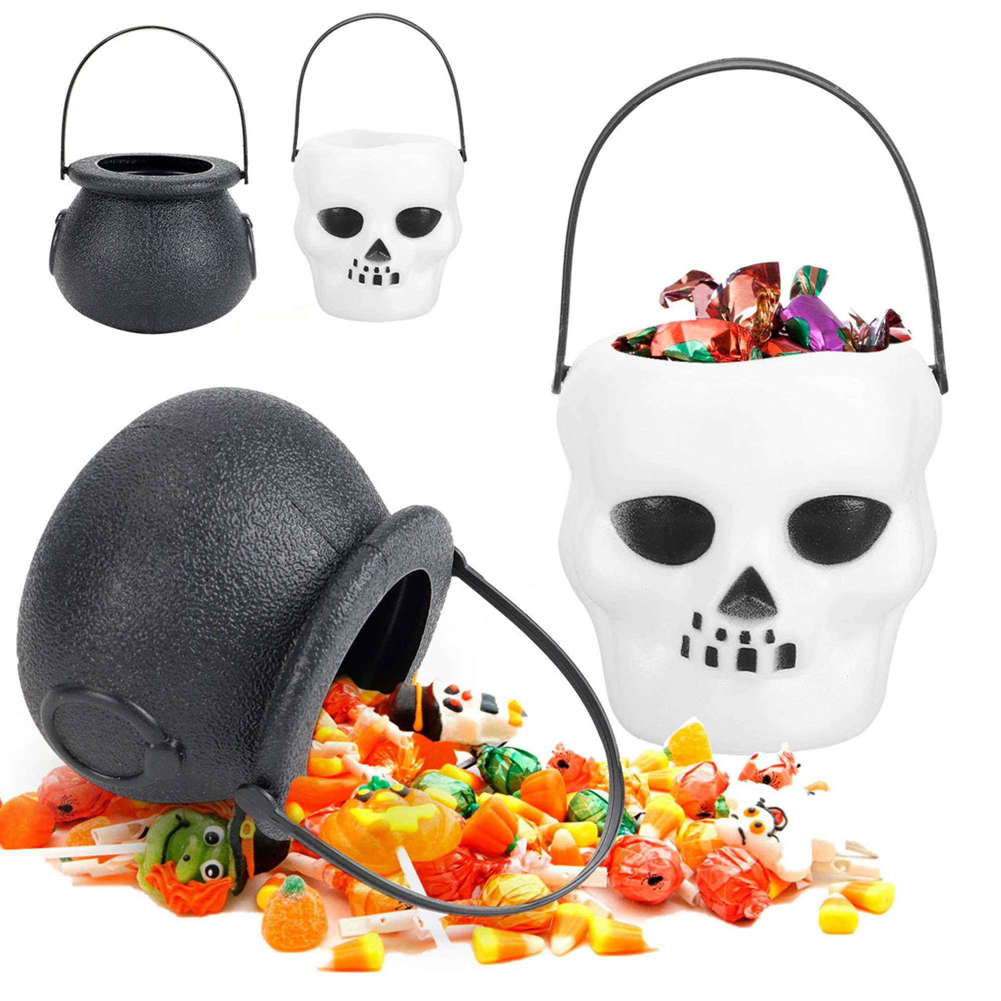 Halloween Cauldron, Candy Bucket Set, Sturdy Handle Design
