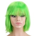 thumbnail image 1 of Deago 12" Short Straight Bob Wig with Bangs Synthetic Colorful Cosplay Costume Halloween Party Flapper Wig for Women (Green), 1 of 8