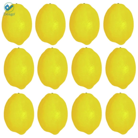 Deago 12PCS 3.7” Artificial Lemons Simulation Lifelike Big Lemons Fake Fruit for Home Kitchen Wedding Party Decor Photography Prop (Yellow)