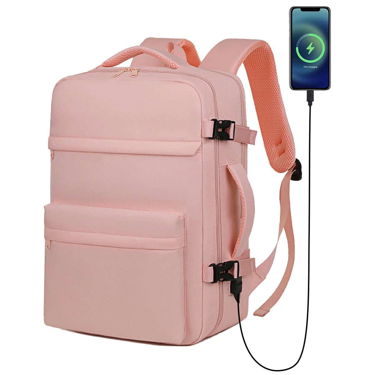15.6 laptop backpack pink Deago 15.6 Inch Travel Laptop Backpack for Men Women Flight Approved  Luggage Carry On Backpack Water Resistant Computer Bag with USB Charging  Port