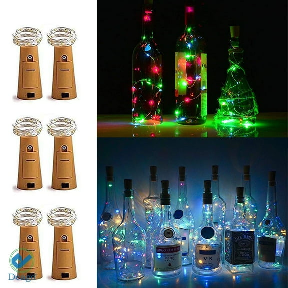 Deago 15 LED Wine String Lights with Cork, 6 Pack Bottle LED Light 2.5ft Copper Wire Starry Light For Christmas Wedding Party Bedroom Decoration (Colorful)