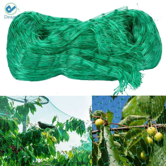 Deago 16.4Ft x 16.4Ft Anti Bird Netting Pond Green Net Protect Tree Crops Plant Fruit Garden Mesh Reusable Fencing