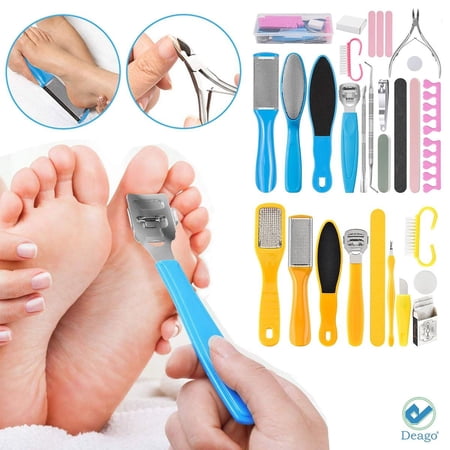 Deago 19Pcs Professional Pedicure Tools Set, Foot Care Kit Stainless Steel Foot Rasp Foot Dead Skin Remover Pedicure Kit for Men Women