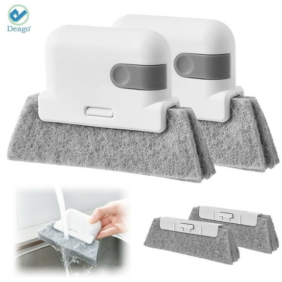 Deago 2 PCS Window Groove Cleaning Brush, Hand-held Crevice Cleaner Tools, Magic Window Cleaning Brush with Replacement Pads, Quickly Clean All Window Slides and Gaps