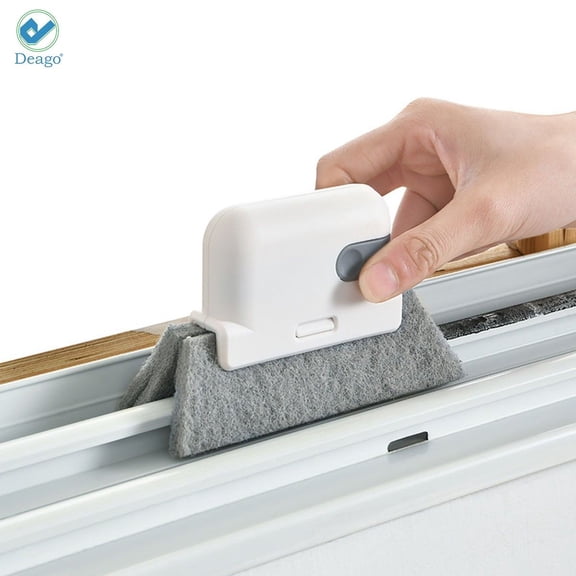 Deago 2 PCS Window Groove Cleaning Brush, Hand-held Crevice Cleaner Tools, Magic Window Cleaning Brush with Replacement Pads, Quickly Clean All Window Slides and Gaps