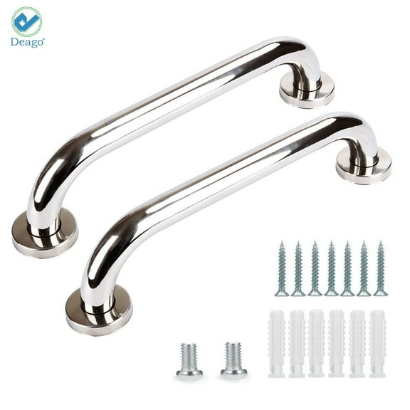 Deago 2 Pack 12" Shower Grab Bar, Stainless Steel Bathroom Grab Bar, Shower Handle, Bath Handle, Grab Bars for Bathroom