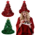 thumbnail image 1 of Deago 2 Pack Christmas Tree Felt Party Hat - 14 inches tall Ugly Christmas Hat- Holiday Party Supplies Decor (Green), 1 of 9