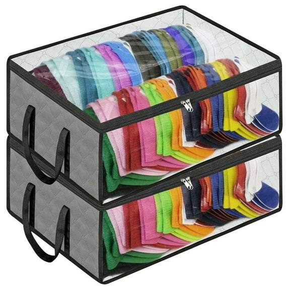 Deago 2 Pack Hat Storage Dust Bag for Baseball Caps Organizer Clear Closet Cap Holder, Gray
