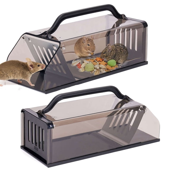 Deago 2 Pack Humane Rat Trap, Live Animal Trap Outdoor & Indoor Use, Reusable Automatic Continuous Visible Mouse Traps Cage Small Rodent Trap for Mice, Rats, Chipmunks, Easy Live Catch & Release