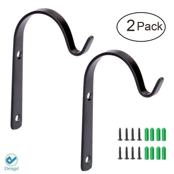 Deago 2 Pack Iron Wall Hooks Metal Lantern Bracket Coat Hook Plant Planter Hangers with Screws