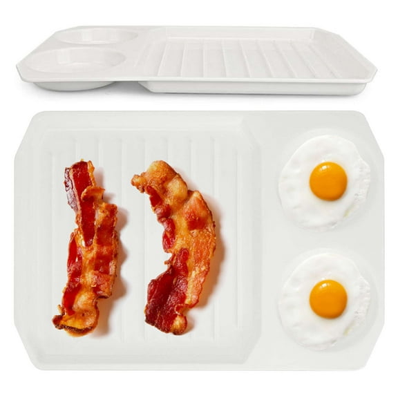 Deago 2 Pack Microwave Bacon and Egg Cooker Bacon Baking Tray Bacon Baking Utensils Microwave Oven Baking Dish