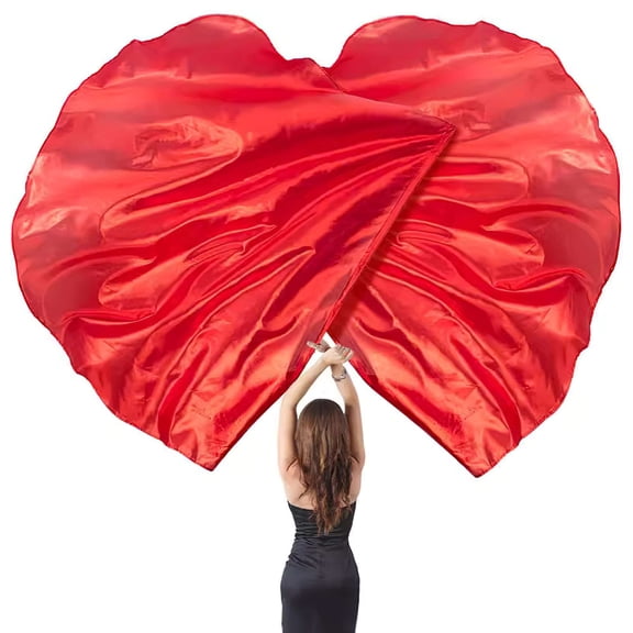 Deago 2 Pack Praise Dance Worship Flags with Scalable Rod Semicircle Worship Angel Wing Flag for Dance Church (Red, 27.6"x31.5" )