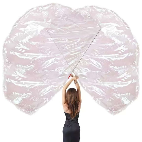 Deago 2 Pack Praise Dance Worship Flags with Scalable Rod Semicircle Worship Angel Wing Flag for Dance Church (White, 27.6"x31.5" )