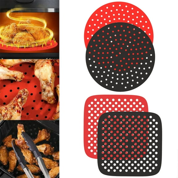 Deago 2 Pack Reusable Silicone Air Fryer Liners Non Stick Air Fryer Mats Air Fryer Accessory Parchment Paper Replacement