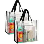 Deago 2-Pack Stadium Approved Clear Tote Bag, Stadium Security Travel & Gym Clear Bag for Work, School, Sports Games and Concerts,12"X 12"X 6"