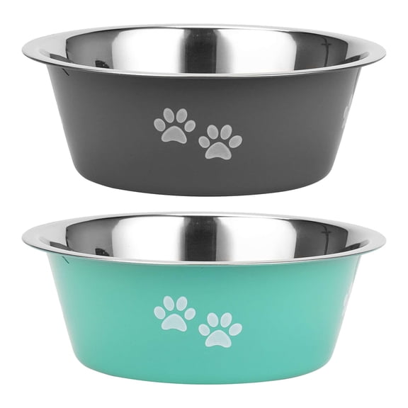 Deago 2 Pack Stainless Steel Dog Bowls, Nonslip Rubber Bottom No Spill Proof Skid Metal Insulated Dog Bowls for Large Medium Small Breed Dogs