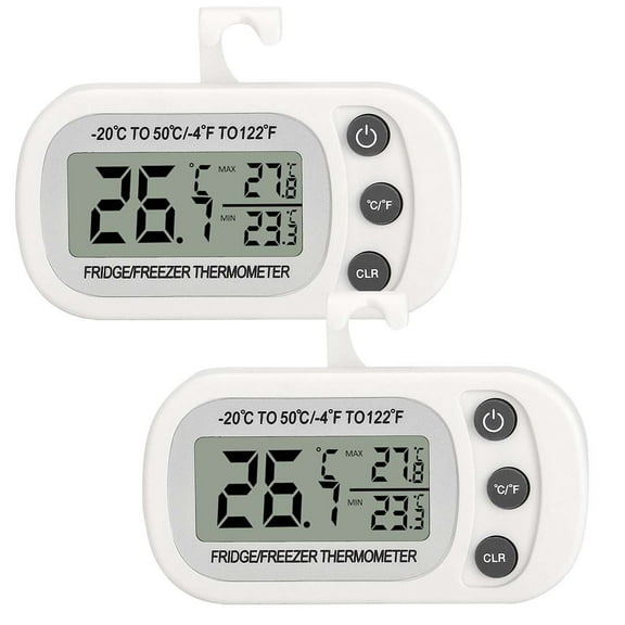 Deago 2 Pack Waterproof Refrigerator Fridge Thermometer, Digital Freezer Room Thermometer, Max/Min Record Function Large LCD Screen and Magnetic back for Kitchen, Home, Restaurants