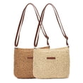 thumbnail image 1 of Deago 2 Pack Women Summer Straw Crossbody Bag Beach Handmade Woven Shoulder Handbag Purse (Khaki+Beige), 1 of 10