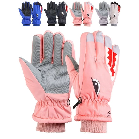 Deago 2 Pairs Kids Winter Gloves Waterproof Snow Ski Gloves for Boys Girls Children & Youth Warm Gloves for Cold Weather (Pink)