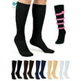 thumbnail image 1 of Deago 2 Pairs Knee High Graduated Compression Socks for Women & Men 15-20mmHg-Best Medical,Running,Nursing,Hiking,Recovery & Basketball Socks (S/M), 1 of 11