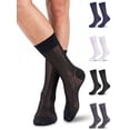 thumbnail image 1 of Deago 2 Pairs Mens Ultra Thin Sheer Dress Socks Soft Nylon Mid Calf Silky Transparent Summer Cool Business Socks Work Trouser Sox, 1 of 7