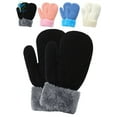 thumbnail image 1 of Deago 2 Pairs Toddler Winter Mittens Gloves Baby Boys Girls Warm Gloves Infant Thicken Knit Mittens Kids (Black), 1 of 9