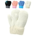 thumbnail image 1 of Deago 2 Pairs Toddler Winter Mittens Gloves Baby Boys Girls Warm Gloves Infant Thicken Knit Mittens Kids (White), 1 of 8