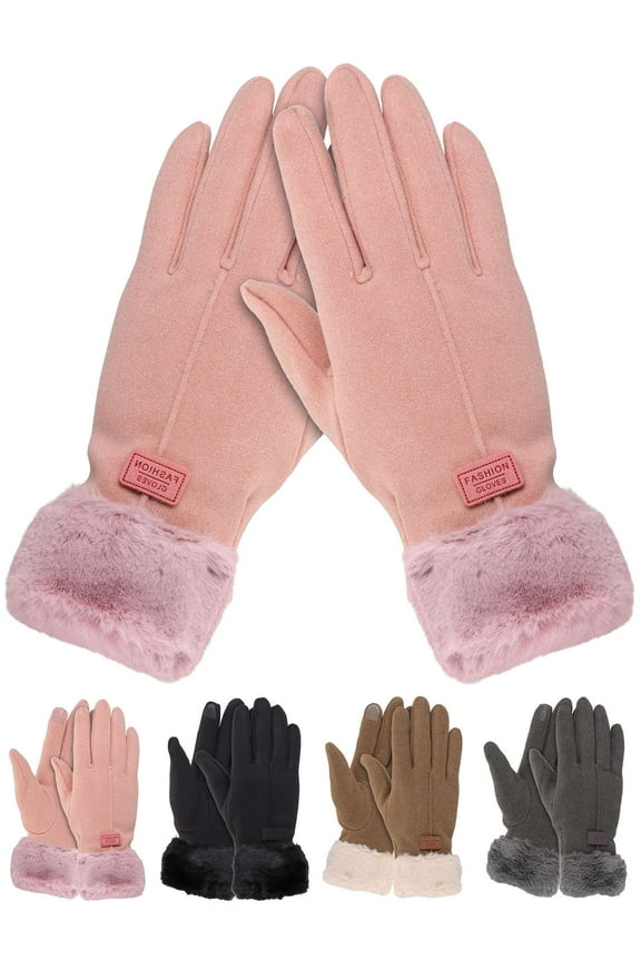 2 Pairs Winter Gloves for Women Touch Screen Cold Weather Thermal Warm Windproof Gloves Soft Thick Fleece Lining Glove (Black)