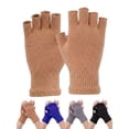 thumbnail image 1 of Deago 2 Pairs Winter Half Finger Gloves Knitted Fingerless Mittens Warm Stretchy Gloves for Men and Women (Coffee), 1 of 9