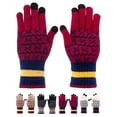thumbnail image 1 of Deago 2 Pairs Winter Touchscreen Gloves for Men Women Warm Fleece Lined Knit Elastic Cuff Texting Gloves for Cold Weather (Red), 1 of 9