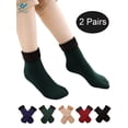 thumbnail image 1 of Deago 2 Pairs Women Men Wool Socks Winter Warm Thicken Thermal Soft Casual Solid Socks Home Snow Boots Velvet Floor Socks (Green), 1 of 8