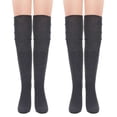 thumbnail image 1 of Deago 2 Pairs Women Thigh High Socks Extra Long Knit Winter Warm Thick Tall Long Boot Stockings Leg Warmers (Gray), 1 of 9