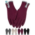 thumbnail image 1 of Deago 2 Pairs Women's Winter Warm Touch Screen Gloves Windproof Wool Fleece Lined Touchscreen Texting Mittens for Women (Wine Red), 1 of 6