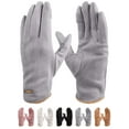 thumbnail image 1 of Deago 2 Pairs Womens Winter Warm Gloves Touch Screen Texting Windproof Gloves Fleece Lined Thermal Suede Gloves (Gray), 1 of 9