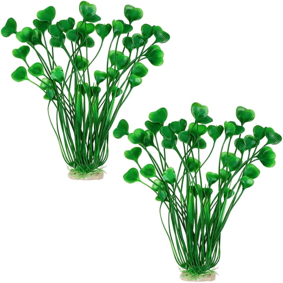 Deago 2 Pcs 15.7 Inch Large Aquarium Plants Artificial Plastic Fish Tank Plants Decoration Ornament for Fish, Green