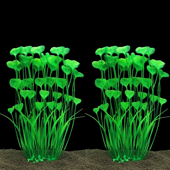 Deago 2 Pcs 15.7 Inch Large Aquarium Plants Artificial Plastic Fish Tank Plants Decoration Ornament for Fish, Green