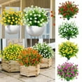 thumbnail image 1 of Deago 2 Pcs Artificial Flowers Outdoor UV Resistant Fake Plants Faux Plastic Flower for Indoor Outside Hanging Planters Porch Home Garden Wedding Decor (White), 1 of 10