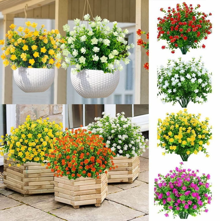 Deago 2 Pcs Artificial Flowers Outdoor UV Resistant Fake Plants Faux  Plastic Flower for Indoor Outside Hanging Planters Porch Home Garden  Wedding Decor (White) - Walmart.com