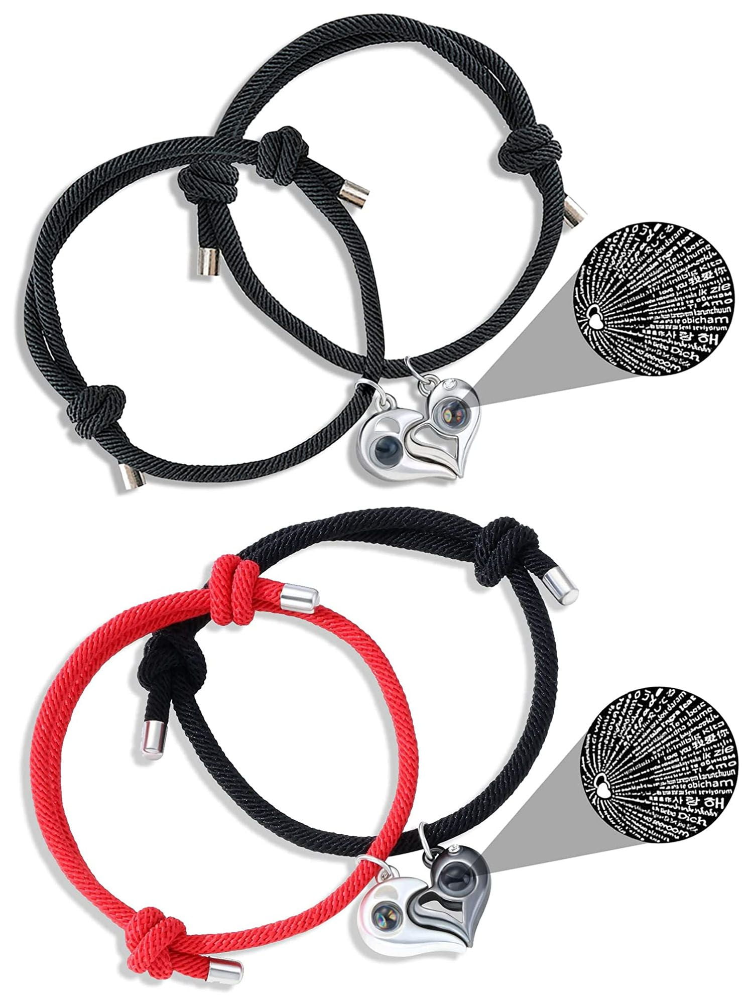 Deago 2 Pcs I Love You 100 Languages Projection Bracelets for Boyfriend ...