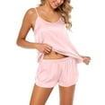 thumbnail image 1 of Deago 2 Piece Women V Neck Sexy Lingerie Satin Sleepwear Pajamas Cami Shorts Set Nightwear (Pink, M), 1 of 6