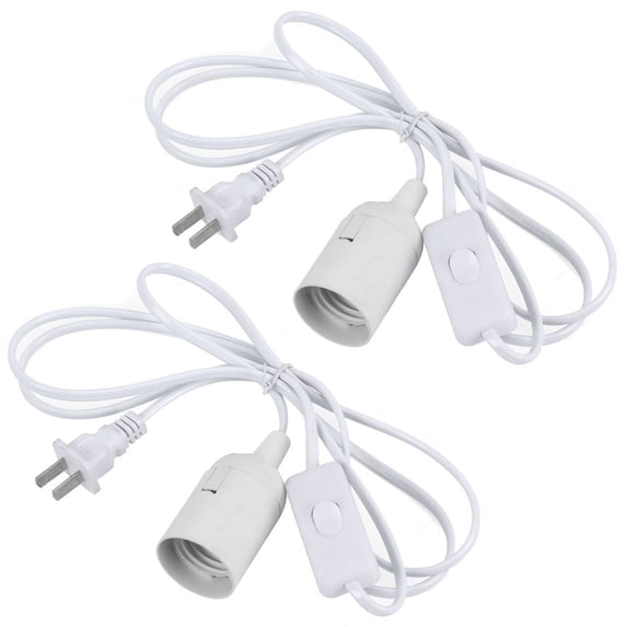 Deago 2 pcs E26/E27 LED Light Socket 5.9FT extension cord with On/Off switch and US AC Power Plugs Pendant Lighting Bulb Lamp for Kitchen Bedroom