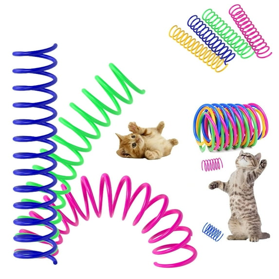 Deago 20 Pack Cat Spring Toys, Cat Kittens Toys Colorful Plastic Coil Spiral Springs for Swatting, Biting, Hunting, and Active Healthy Play