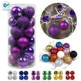 thumbnail image 1 of Deago Purple Plastic Small Shatterproof Ball Ornaments, with Hanging Hooks 24 Count (1.18"), 1 of 9